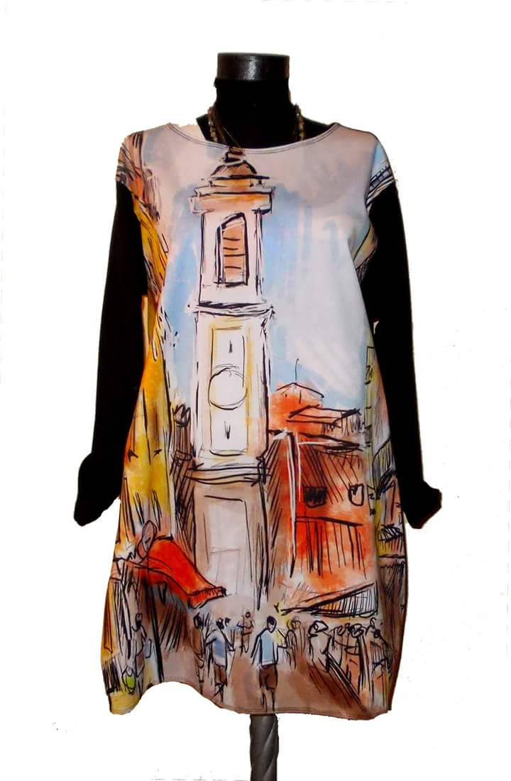 Kleid Mit Stadt Street Art Print Herbstfarben von REBELLYANN