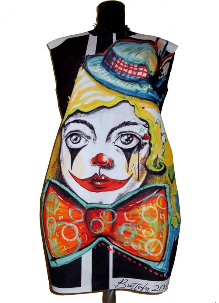 Kleid Tunika Mit Bunten Clown Kunst Zeichnung Print von REBELLYANN