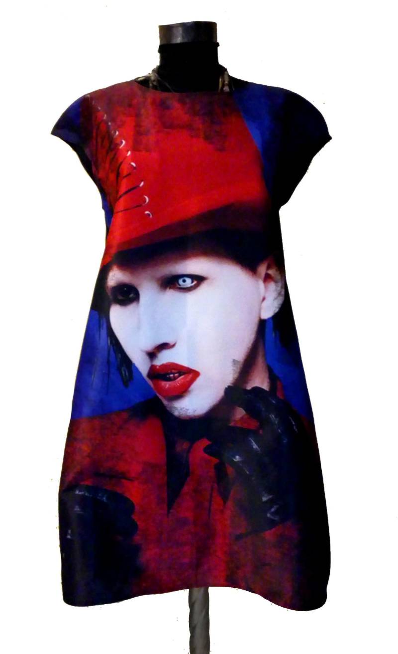 Marilyn Manson Print Etuikleid Gothic Soft Goth Kleidung Berühmte Sängerin von REBELLYANN