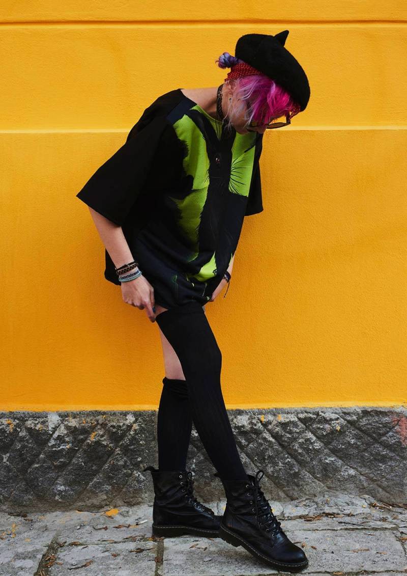 Oversize T-Shirt Kleid Black Rabbit Gothic Art, Urban Style von REBELLYANN