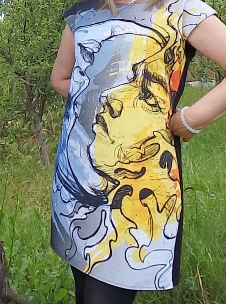 Sonne Und Mond A-Linien Kleid Originaldruck, Nachthimmel von REBELLYANN