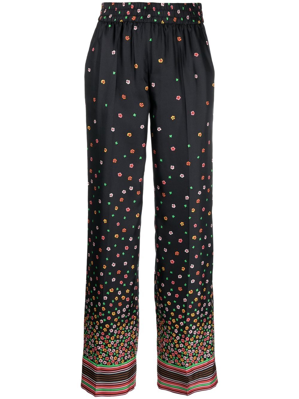 RED Valentino Seidenhose mit Blumen-Print - Schwarz von RED Valentino