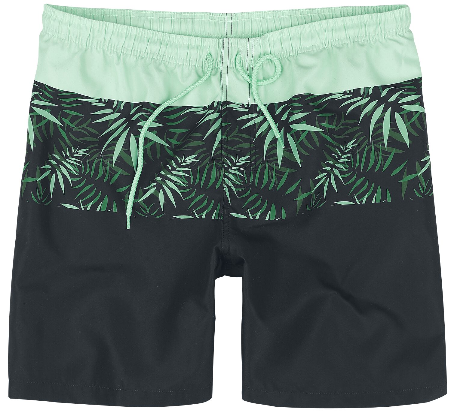 Badeshort für Männer  schwarz/grün "Swim Shorts With Palm Trees" von RED by EMP von RED by EMP