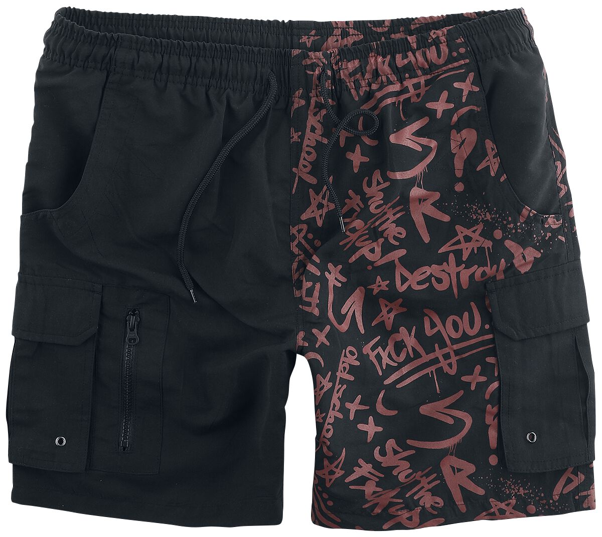 Badeshort für Männer  schwarz/rot "Badeshorts mit Print" von RED by EMP von RED by EMP