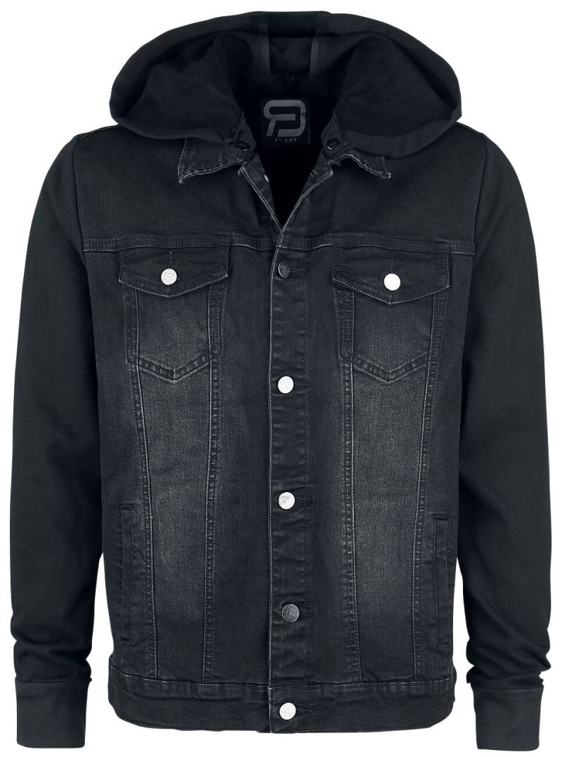 Jeansjacke für Männer  schwarz "Jeansjacke mit Sweatärmeln und Kapuze" von RED by EMP von RED by EMP