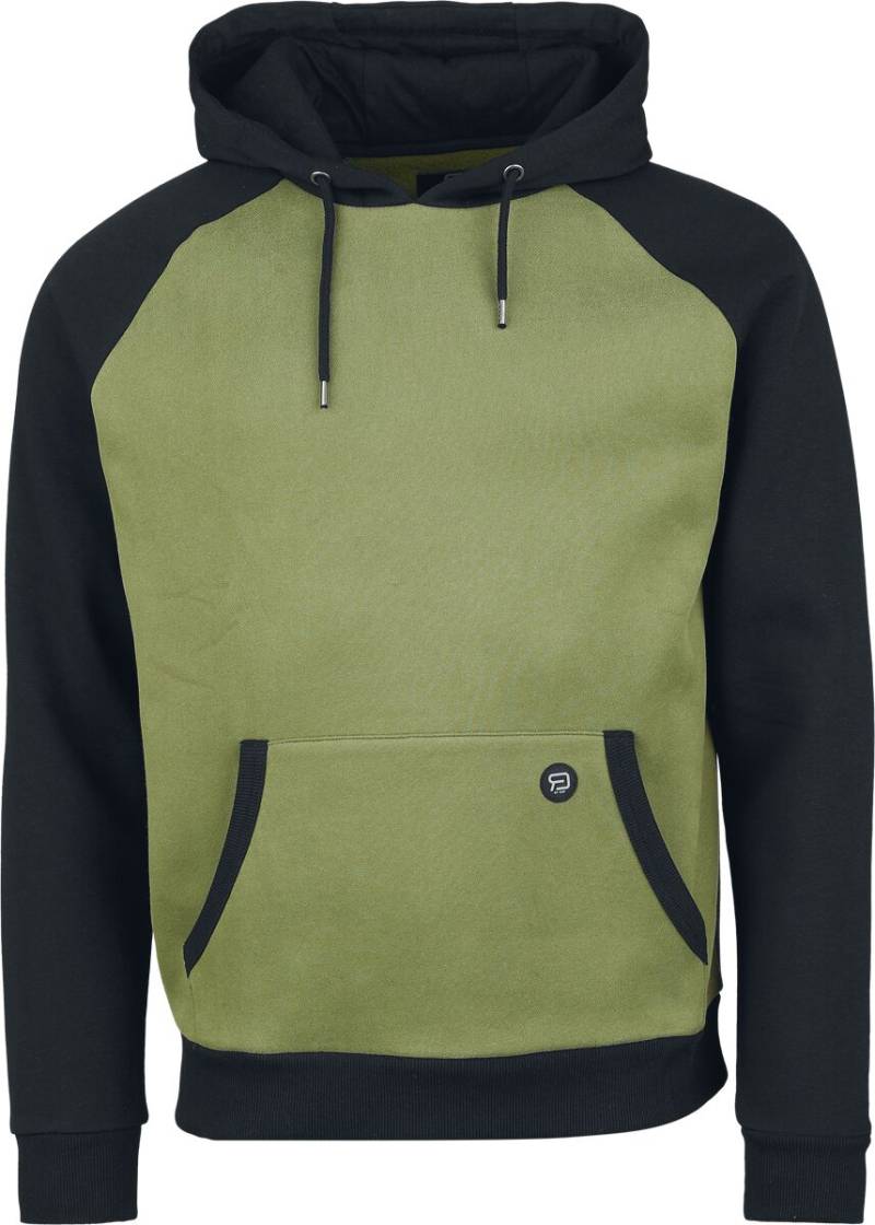 Kapuzenpullover für Männer  schwarz/oliv "Zweifarbiger Pullover in schwarz/oliv" von RED by EMP von RED by EMP