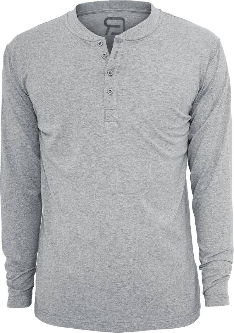 Langarmshirt für Männer  grau meliert "Basic Henley" von RED by EMP von RED by EMP