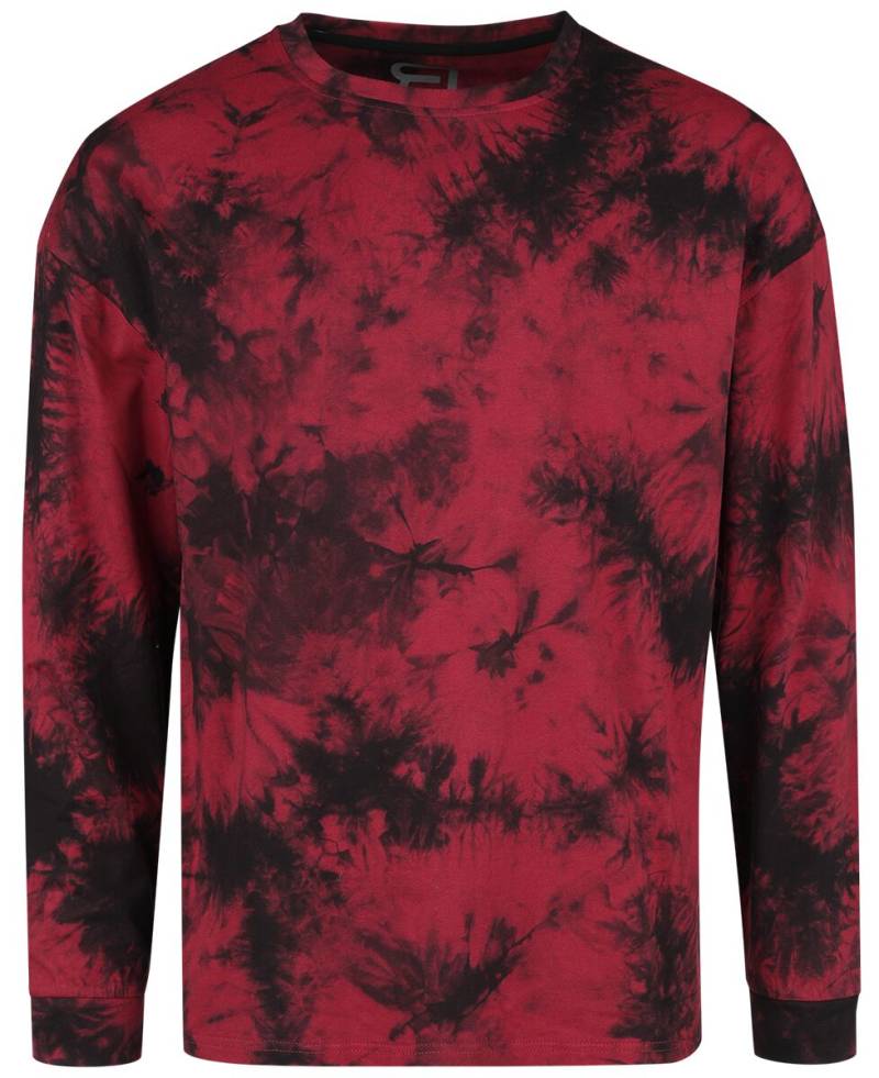 Langarmshirt für Männer  schwarz/dunkelrot "Tie Dye Longsleeve" von RED by EMP von RED by EMP