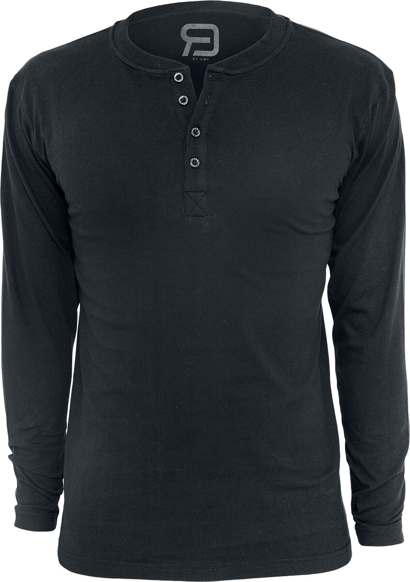 Langarmshirt für Männer  schwarz "Basic Henley" von RED by EMP von RED by EMP