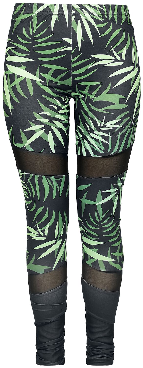 Leggings für Damen  schwarz/grün "Leggings with bambus print and mesh inserts" von RED by EMP von RED by EMP