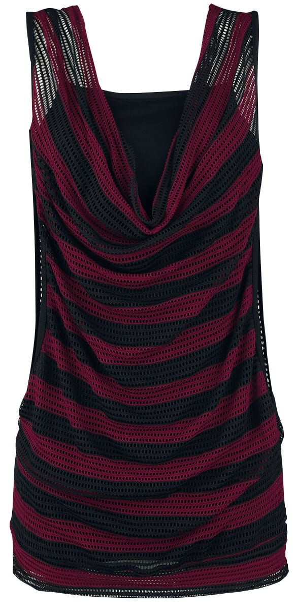 RED by EMP 2 in 1 Double Layer Stripe Mesh Top Top schwarz rot in S von RED by EMP