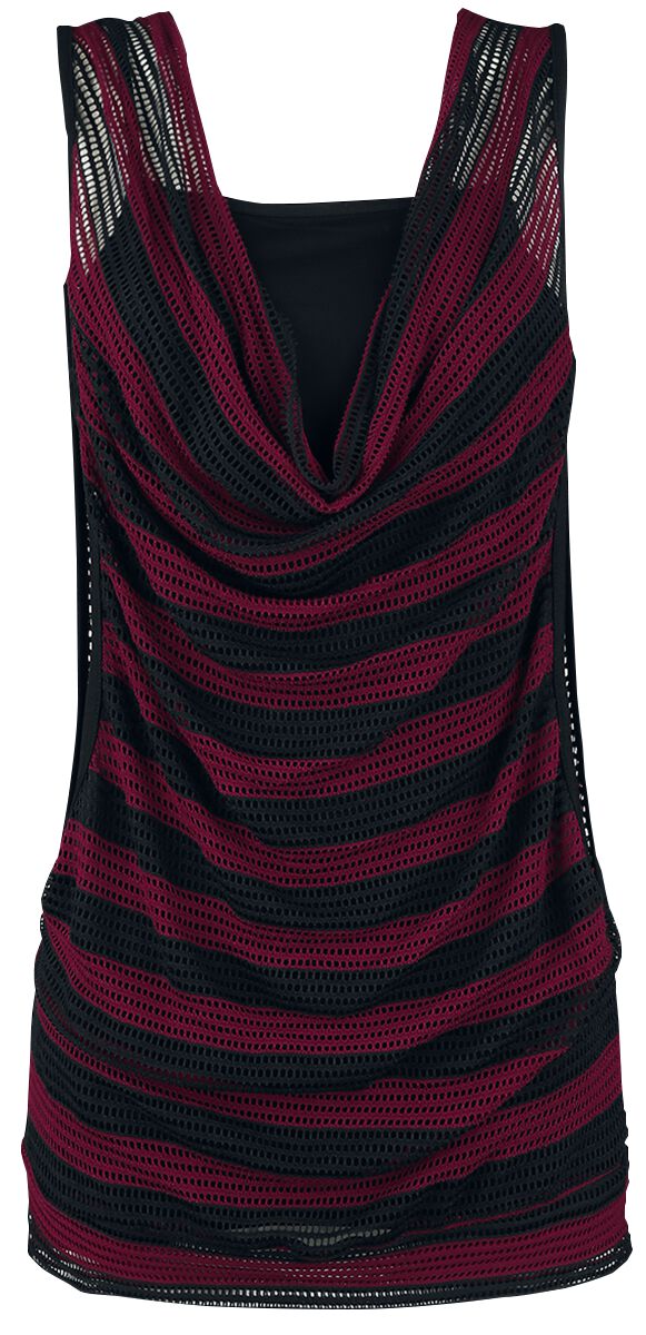 RED by EMP 2 in 1 Double Layer Stripe Mesh Top Top schwarz rot in XL von RED by EMP