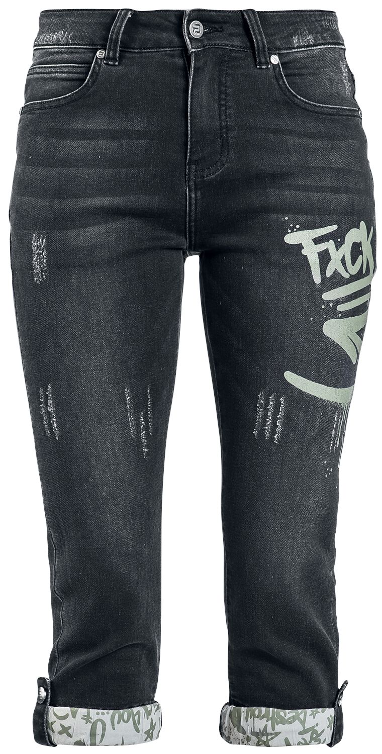 RED by EMP 3/4 Jeans mit Graffiti Details Short schwarz in 27 von RED by EMP