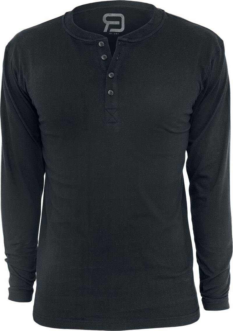 RED by EMP Basic Henley Langarmshirt schwarz in XXL von RED by EMP