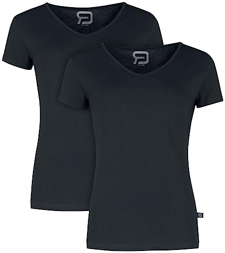 RED by EMP Damen Schwarze Basic T-Shirts im Doppelpack 4XL von RED by EMP