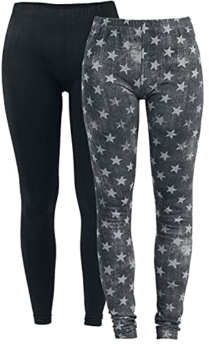 RED by EMP Damen graue und Schwarze Leggings im Doppelpack XS von RED by EMP