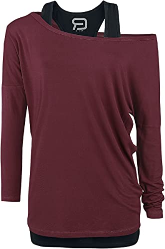 RED by EMP Damen rotes Langarmshirt im Double-Layer-Look L von RED by EMP