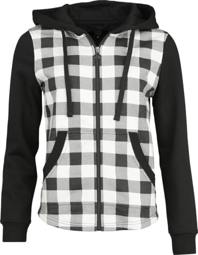 RED by EMP Damen schwarz/weiße Kapuzenjacke mit geteilter Kängurutasche L von RED by EMP