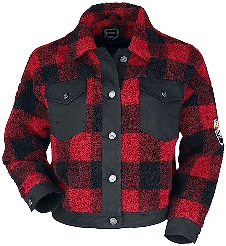 RED by EMP Damen schwarz-rot karierte Lumberjacke im stylischen kurzen Schnitt L von RED by EMP