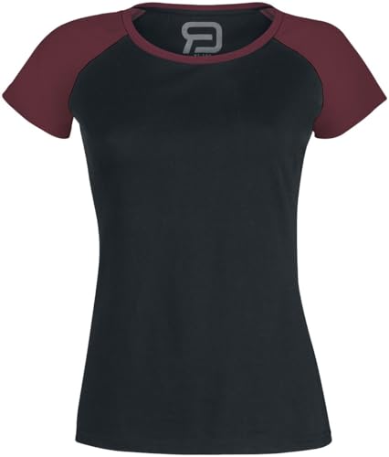 RED by EMP Damen schwarz-rotes Basic T-Shirt in körpernaher Passform XXL von RED by EMP