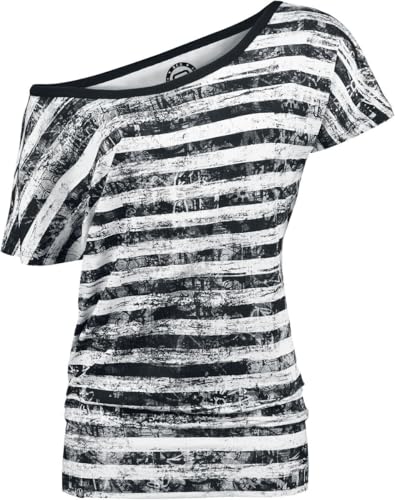 RED by EMP Damen schwarz-weißes lockeres Basic T-Shirt mit Streifen S von RED by EMP