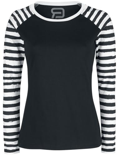 RED by EMP Damen schwarzes Langarmshirt mit gestreiften Ärmeln 5XL von RED by EMP