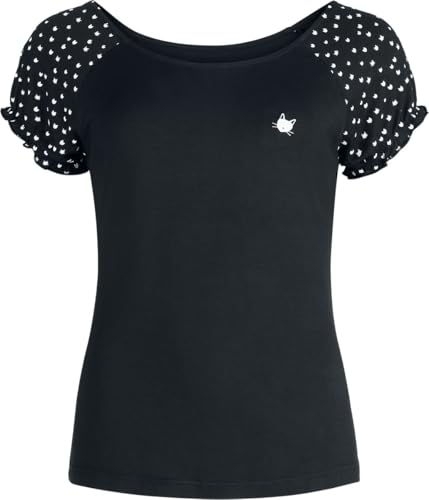 RED by EMP Damen schwarzes T-Shirt mit Raglanärmeln Katzen-Alloverprint XL von RED by EMP