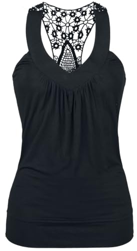 RED by EMP Damen schwarzes Top mit Häkel-Spitze Rückseite und tiefem V-Aufschnitt XXL von RED by EMP
