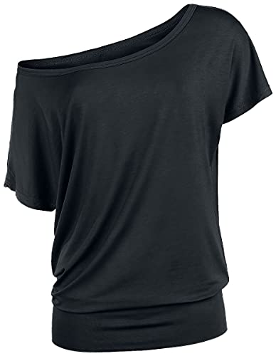 RED by EMP Damen schwarzes lockeres Basic T-Shirt lässig geschnitten mit breitem Bund 5XL von RED by EMP