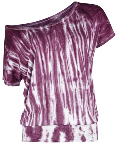 RED by EMP Damen weiß-lilanes lockeres T-Shirt mit Batik Muster 4XL von RED by EMP