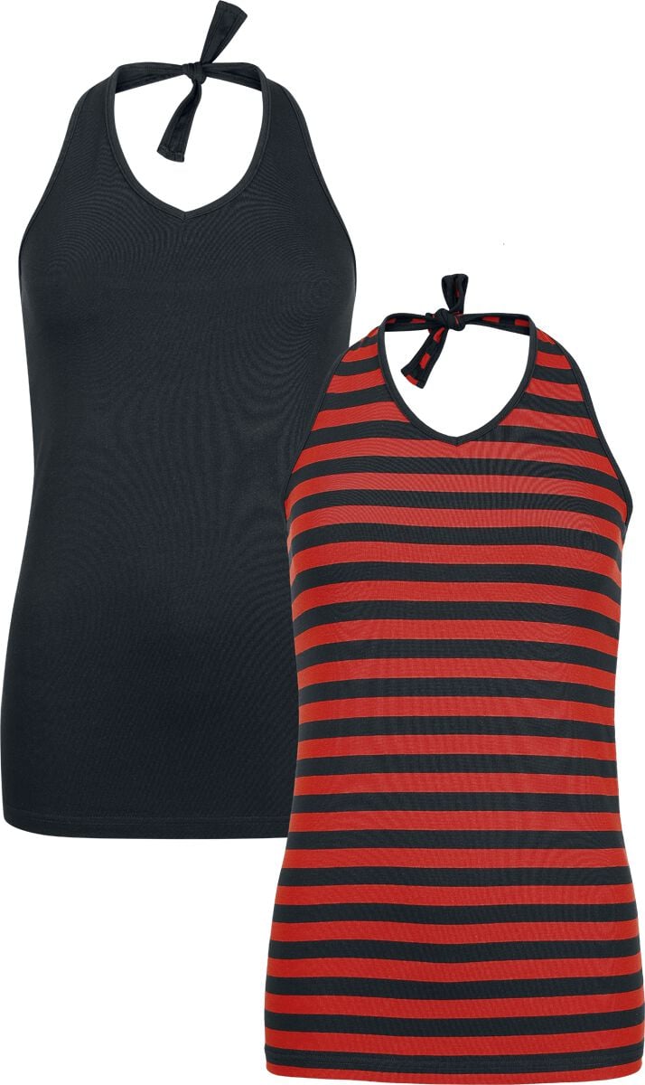 RED by EMP Doppelpack Neckholder-Tops Top schwarz rot in S von RED by EMP