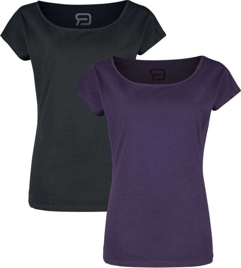 RED by EMP Doppelpack T-Shirts mit Rundhalsausschnitt T-Shirt schwarz lila in XXL von RED by EMP
