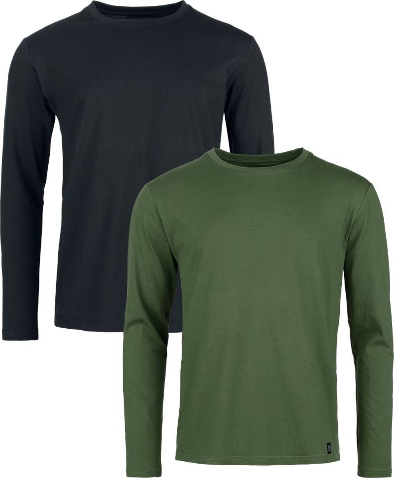 RED by EMP Double Pack Longsleeve Langarmshirt schwarz oliv in M von RED by EMP