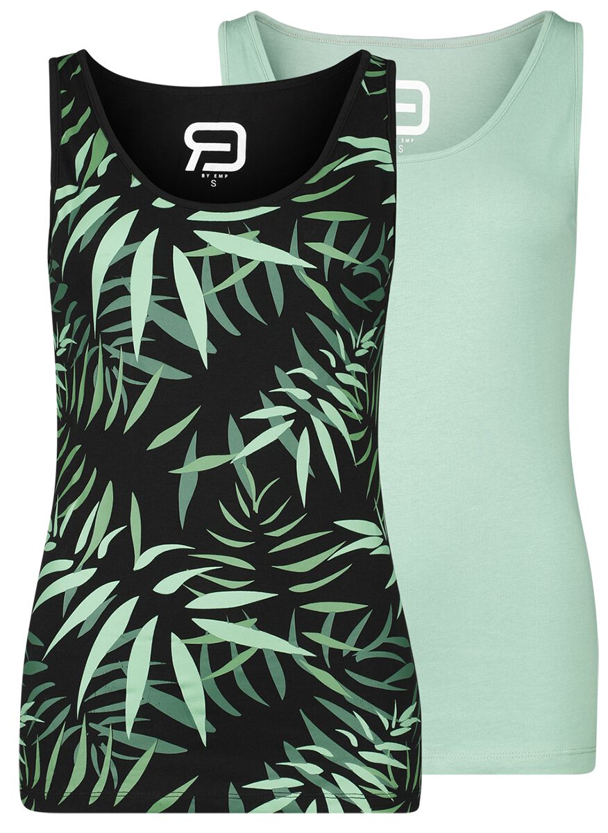 RED by EMP Double Pack Tops with Botanical Print Top schwarz grün in S RED by EMP Double Pack Tops with Botanical Print Top schwarz grün in S von RED by EMP