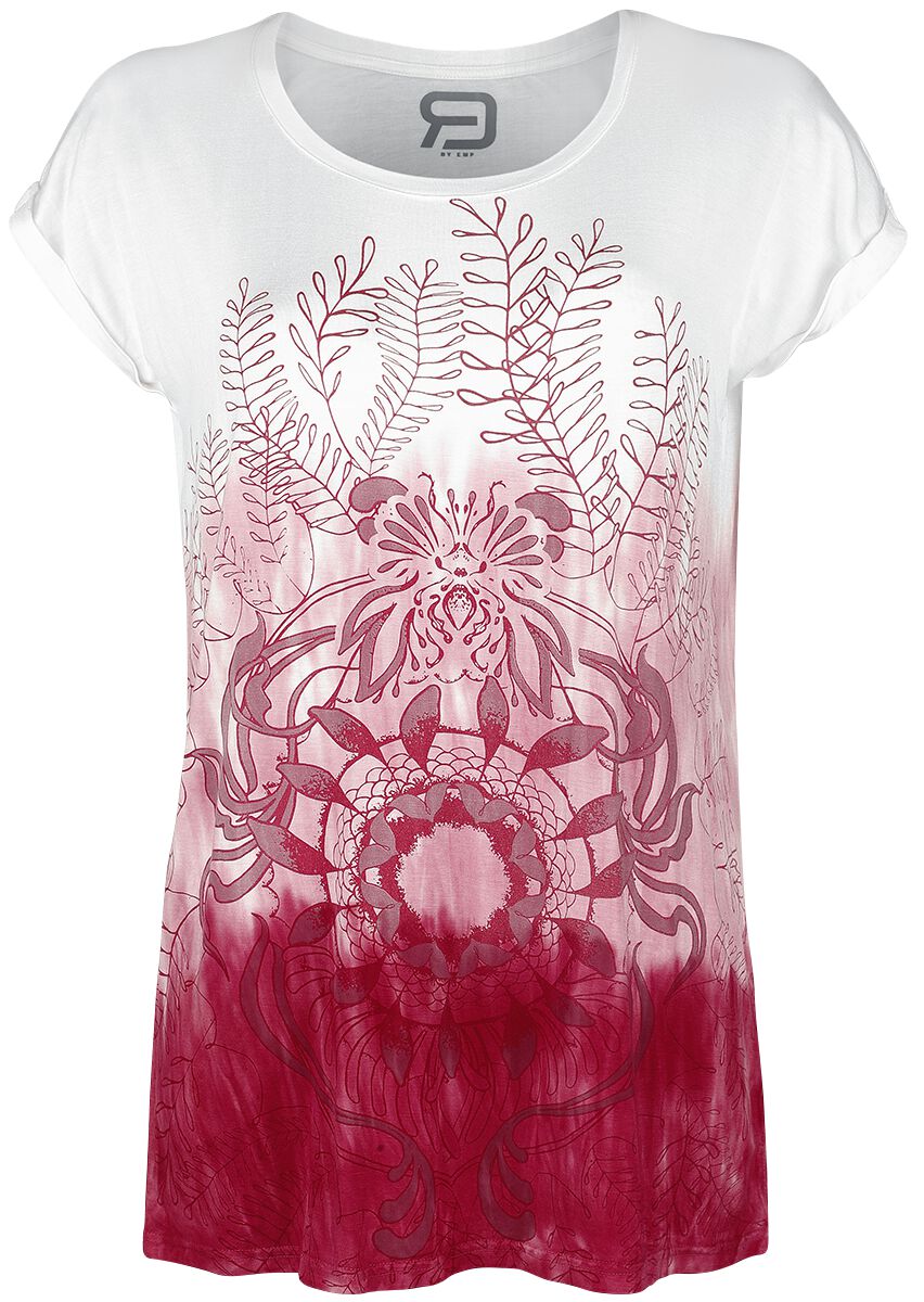 RED by EMP Farbverlauf T-Shirt mit Mandala Print T-Shirt bordeaux in M von RED by EMP