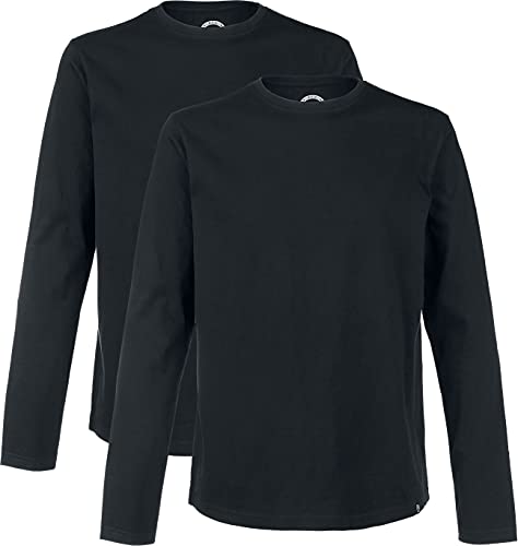 RED by EMP Herren Doppelpack Basic Longsleeves in Schwarz L von RED by EMP