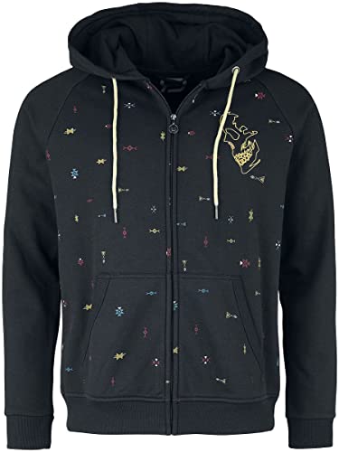 RED by EMP Herren Schwarze Sweatjacke mit Print und Totenkopf Stickerei auf der linken Brust M von RED by EMP