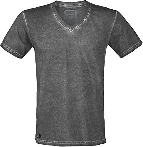 RED by EMP Herren dunkelgraues Basic T-Shirt in individueller Waschung M von RED by EMP