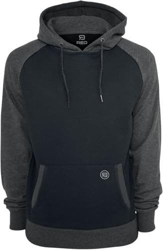RED by EMP Herren schwarz-Grauer Kapuzenpullover mit abgesetzten Ärmeln 5XL von RED by EMP