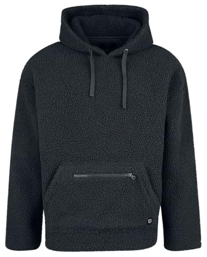 RED by EMP Herren schwarzer Kapuzenpullover mit kuscheligem Teddyfell XXL von RED by EMP