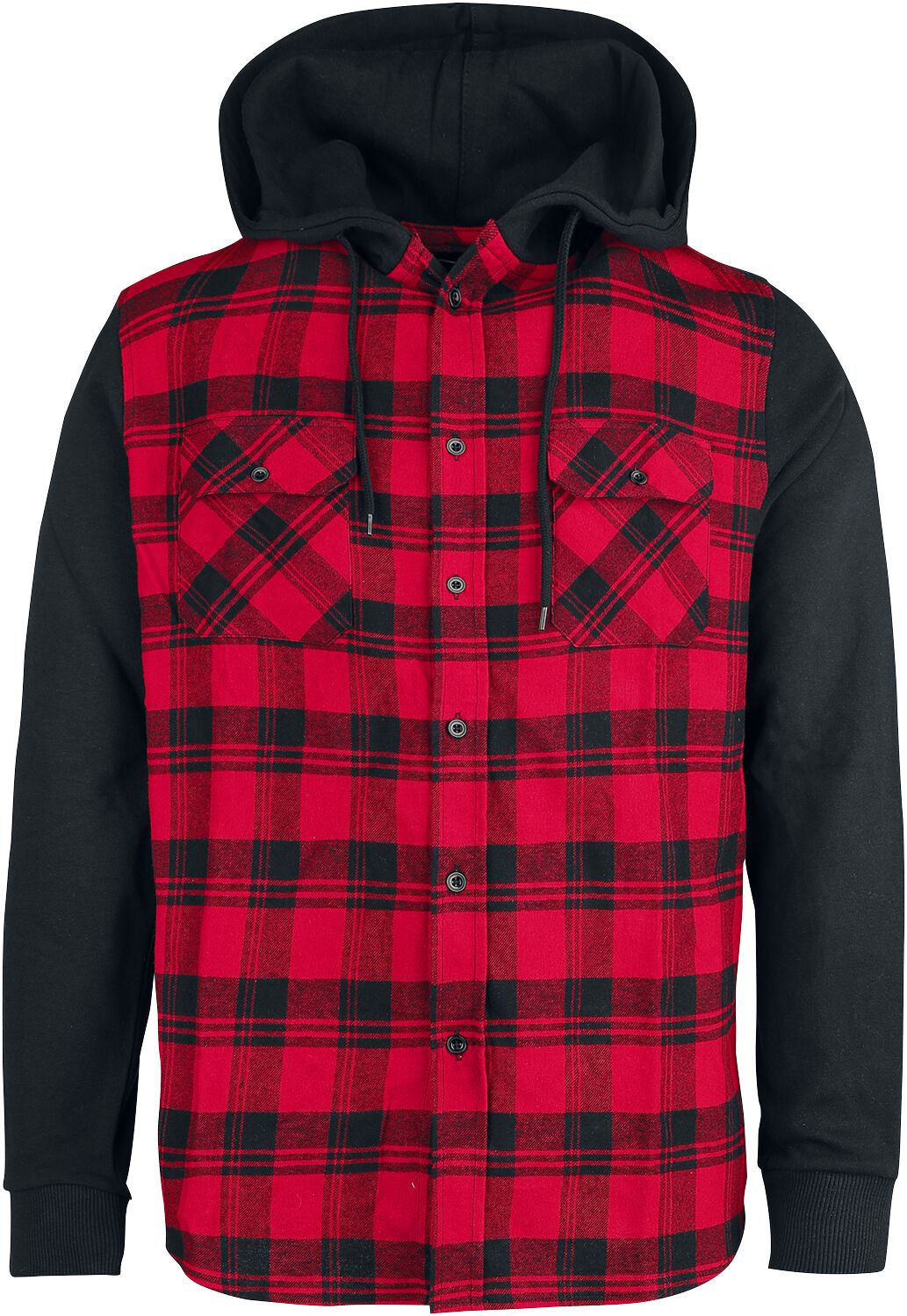 RED by EMP Hooded Checked Flanell Flanellhemd schwarz rot in L von RED by EMP