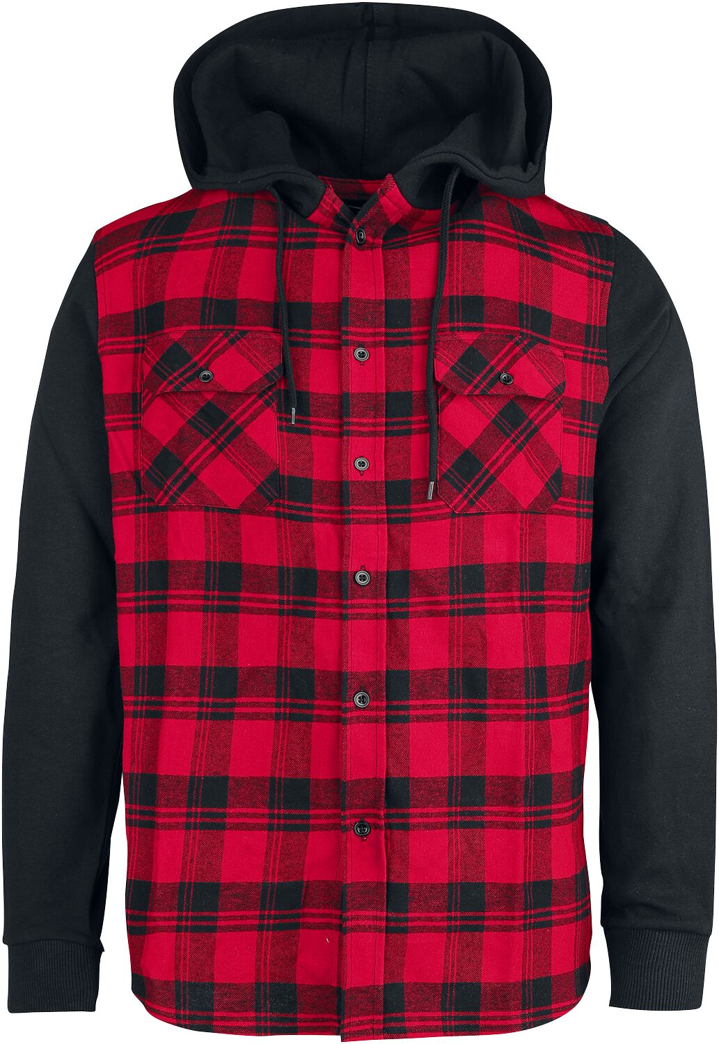 RED by EMP Hooded Checked Flanell Flanellhemd schwarz rot in M von RED by EMP