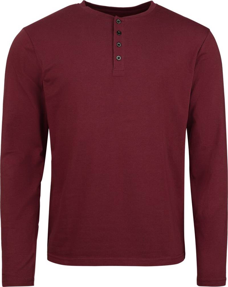 RED by EMP Langarmshirt mit Knopfleiste Langarmshirt bordeaux in S von RED by EMP