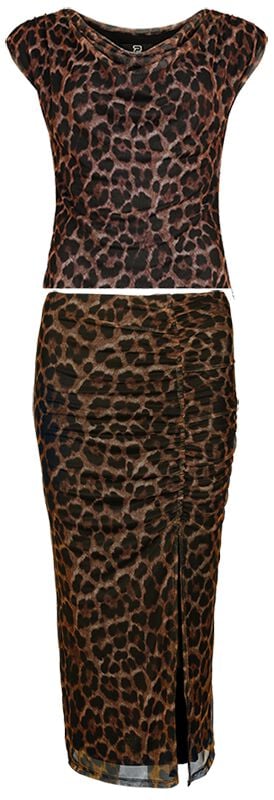 RED by EMP Leo - Rock & Girlshirt Bundle Mittellanger Rock leopard in L von RED by EMP