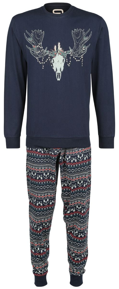 Schlafanzug für Männer  blau "Pyjama with Christmas Print" von RED by EMP von RED by EMP