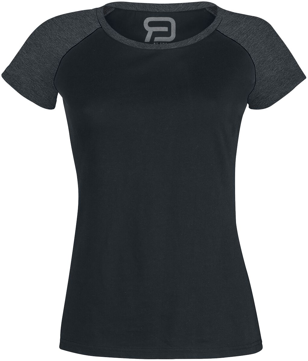 T-Shirt für Damen  schwarz/grau meliert "Short Raglan Road" von RED by EMP von RED by EMP