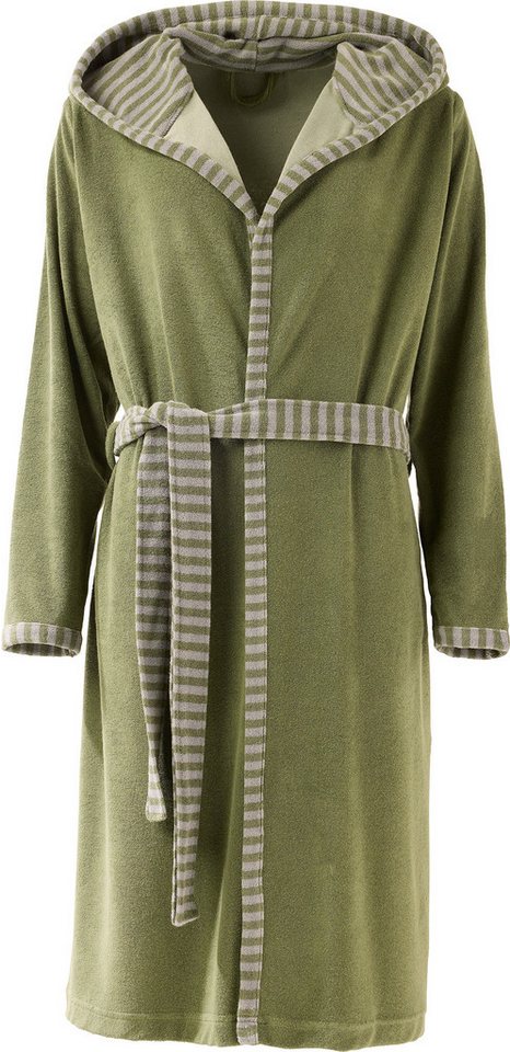 REDBEST Bademantel Damen-Bademantel "Tracy", Rückenlänge cm: 107,5, Leichtfrottier, mit Kapuze, default, Leichtfrottier Streifen von REDBEST