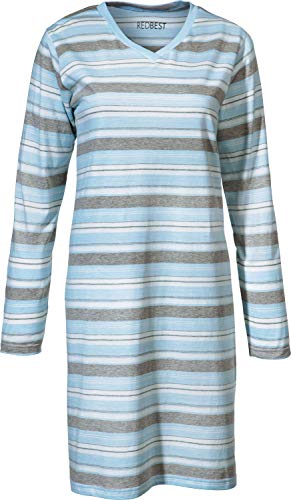 REDBEST Damen Nachthemd - Nachtkleid - Nachtwäsche Single-Jersey eisblau Größe 44/46 - WOHLFÜHLSTÜCK, anschmiegsam, hautfreundlich, atmungsaktiv - 90 cm Länge von REDBEST