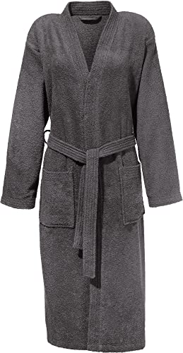 REDBEST Frottier Unisex-Kimono Bademantel Chicago, Morgenmantel - Aufsatztasche, Bindegürtel, schnell trocknend und saugstark, 100% Baumwolle - anthrazit Größe L von REDBEST