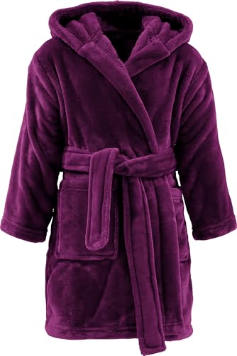 REDBEST Kinder-Bademantel Perris mit Kapuze Beere Größe 110/116 - pures Kuschelvergnügen, samtweiche Qualität, schnell trocknend, mit Taschen, Gürtelschlaufen und Bindegürtel von REDBEST